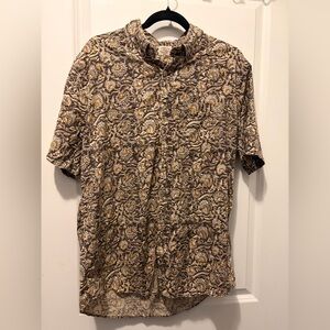 Faherty Floral Short Sleeve Button-Up Shirt - Large